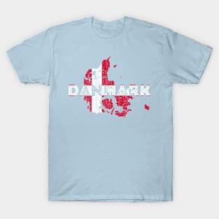 Denmark Map Shape and Flag T-Shirt